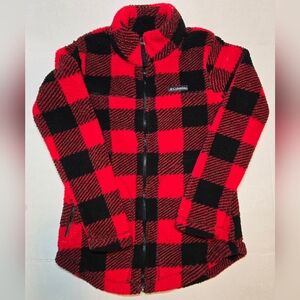 Women's Columbia West Bend Cozy Sherpa Fleece Jacket - Red Checkered -Size Small